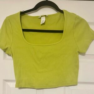 H&M Bright Green Ribbed Crop Top